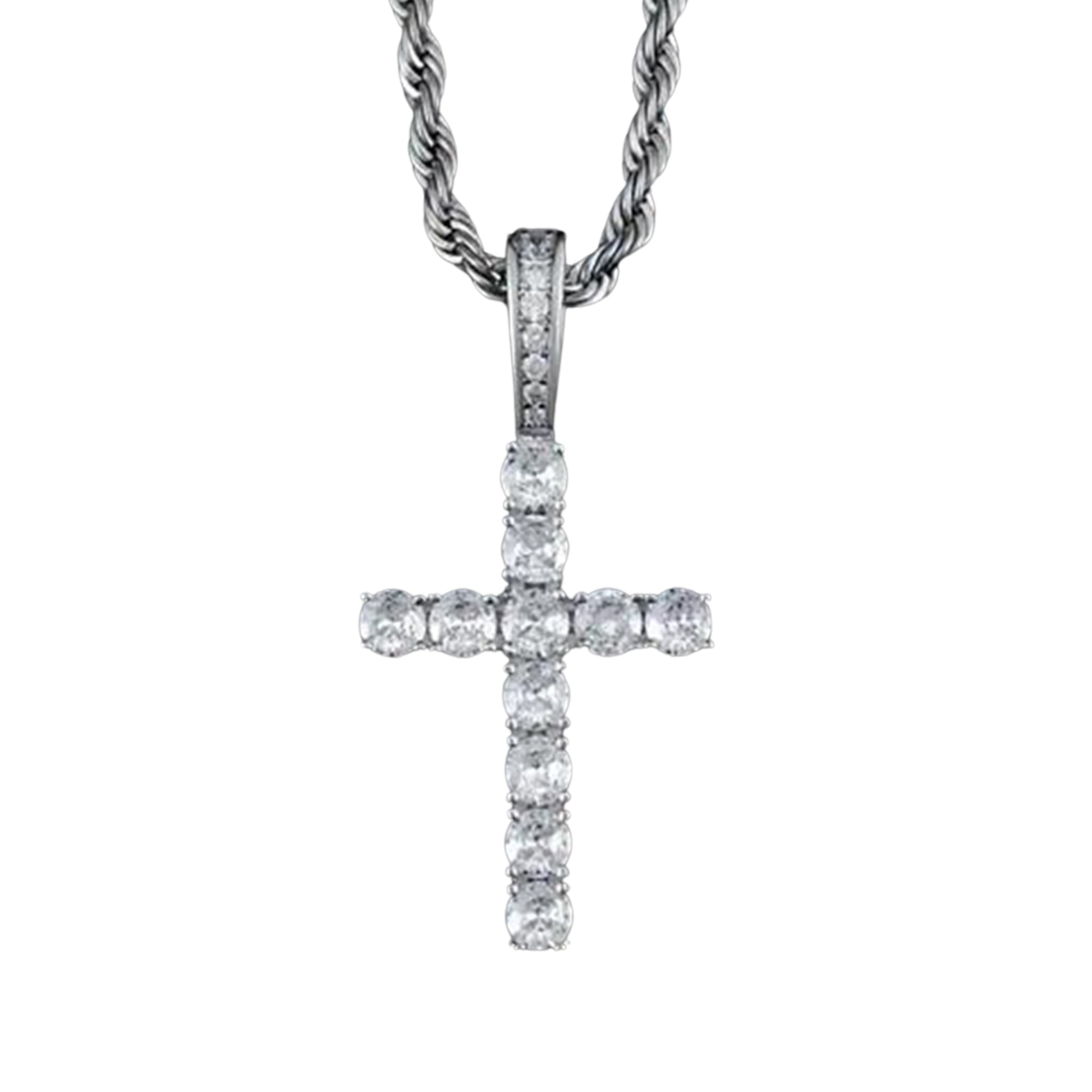 Cadena con dije de cruz con zirconias