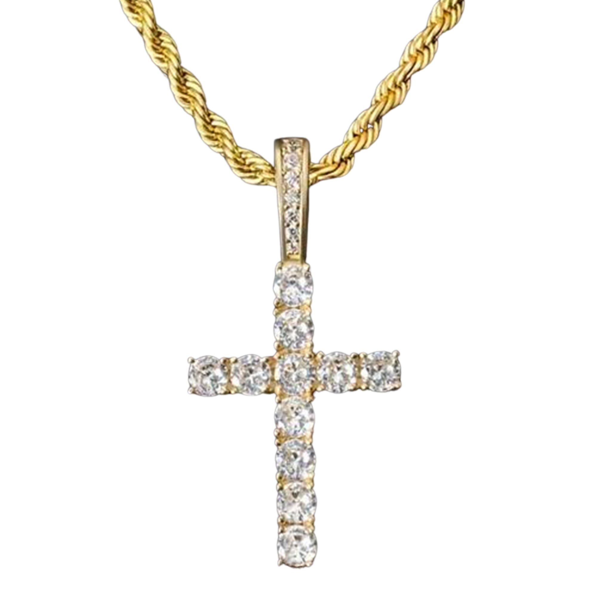 Cadena con dije de cruz con zirconias