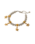Pulsera de bolitas bicolor con 4 estrellas