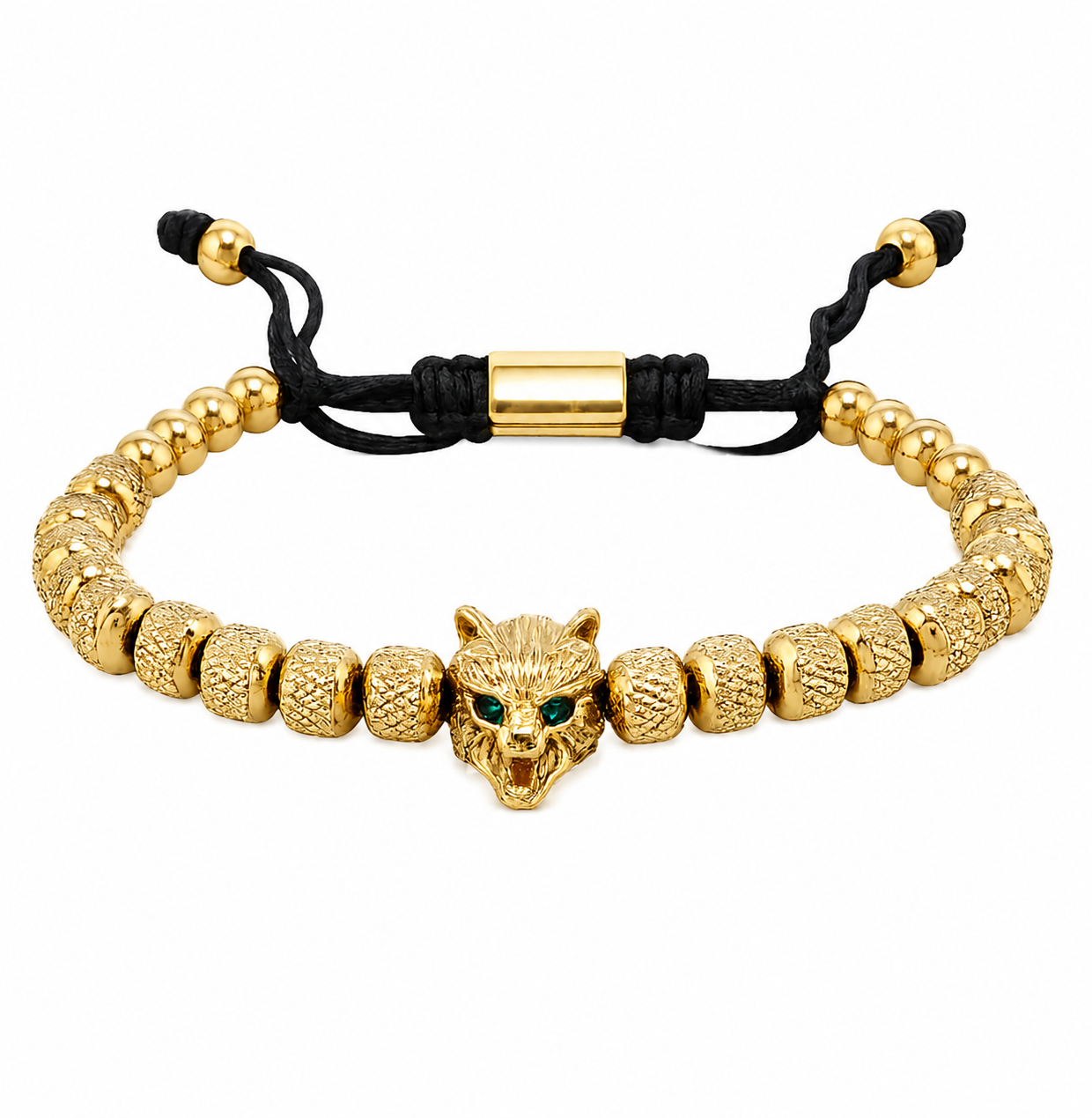 Pulsera Rodillos Lobo Gold