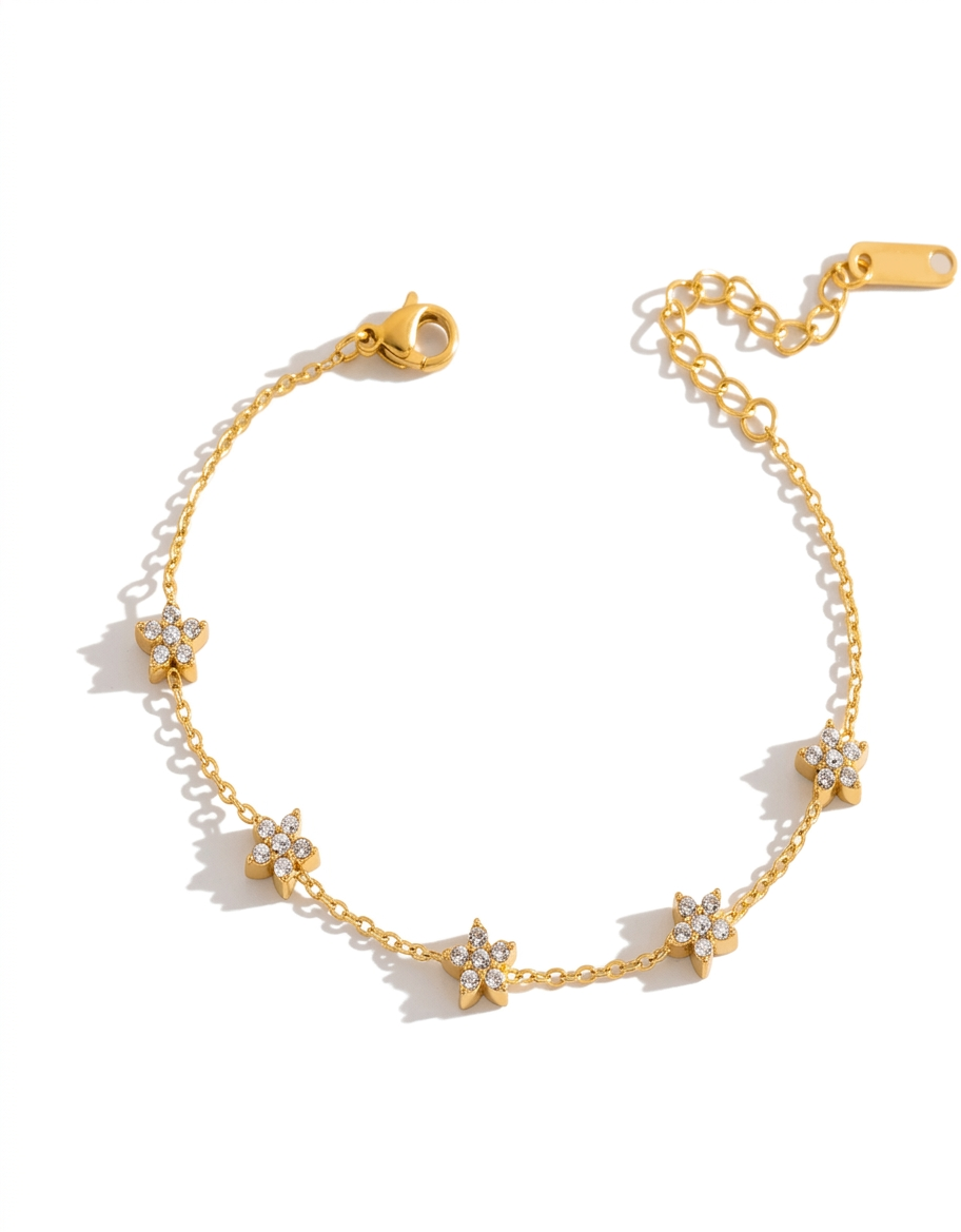 Pulsera de 5 flores blancas