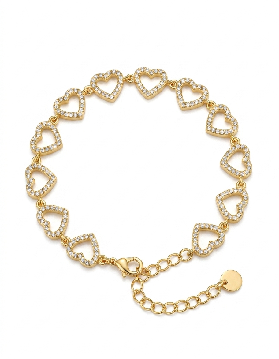 Pulsera de corazones unidos dorada