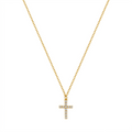 Collar de cruz dorado mini con zirconias