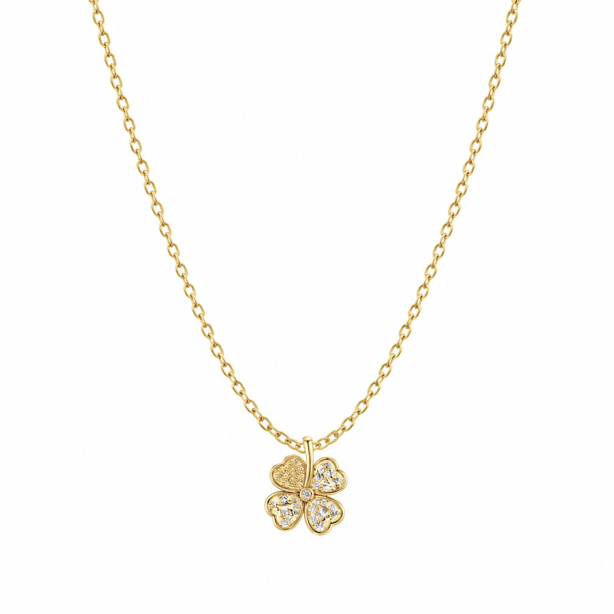 Collar de trébol dorado