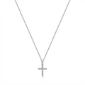 Collar de cruz plateado mini con zirconias
