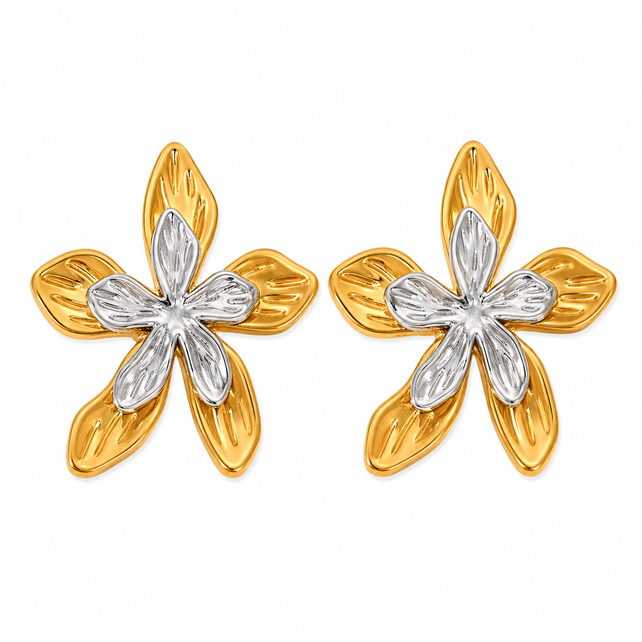 Aretes bicolor de Flor