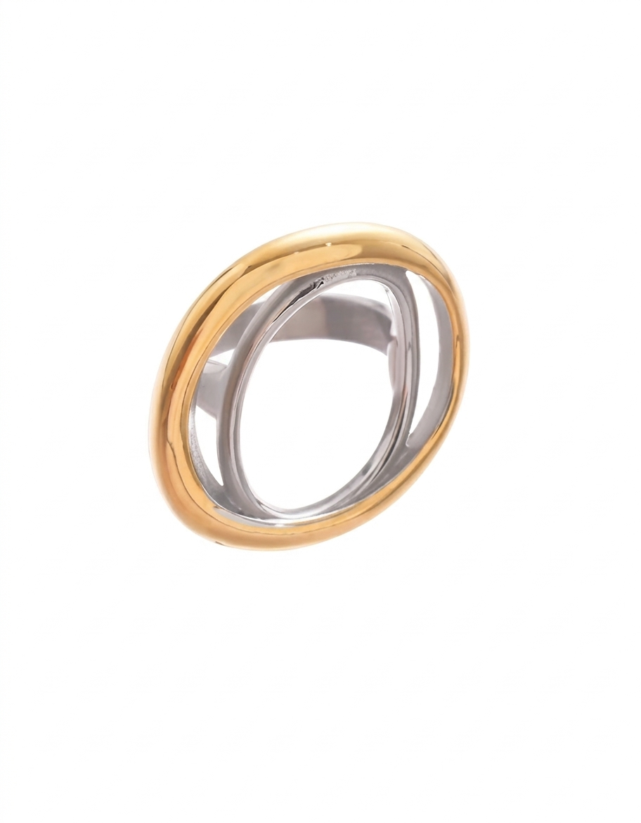 Anillo bicolor doble circulo