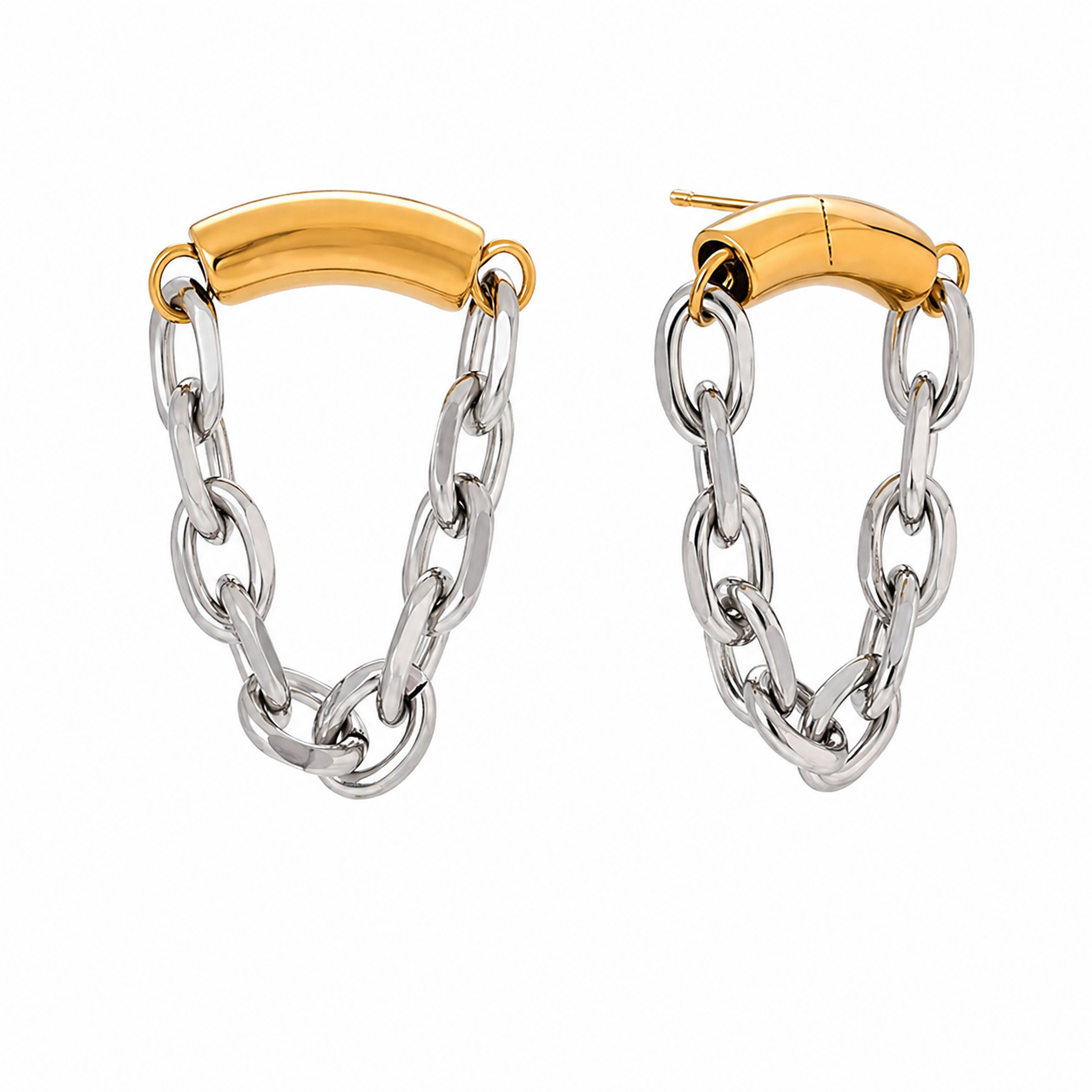 Aretes bicolor de tubo